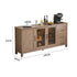 Walnut-Stained Ash Wood Sideboard with Glass and  Doors