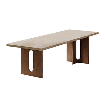 Pre Sale Rectangular Travertine Dining Table with Solid Wood Legs