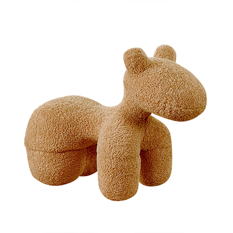 Brown plush horse toy on a white background
