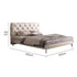 Off-White Genuine Leather Upholstered Bed with Diamond Tufting