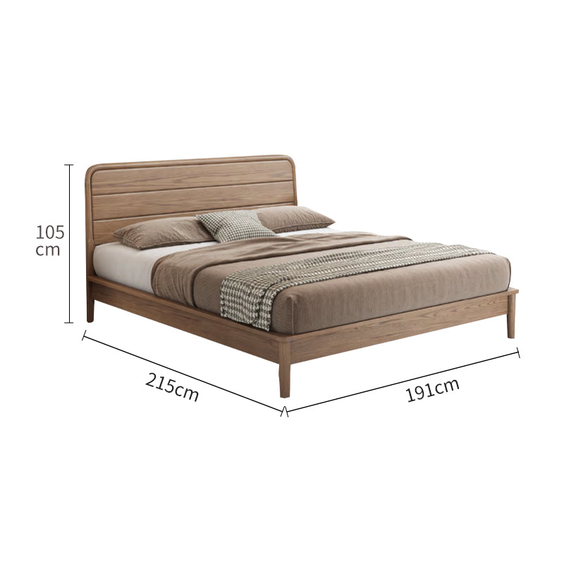 Walnut Round-Cornered Ash Wood Bed